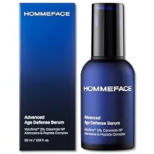 HOMMEFACE Mens Advanced Age Defense Anti-Wrinkle Face Serum - Anti-Aging Korean Skincare Technology with Volufiline, Ceramide, Collagen, Hyaluronic Acid & Peptides, 1.69 fl oz