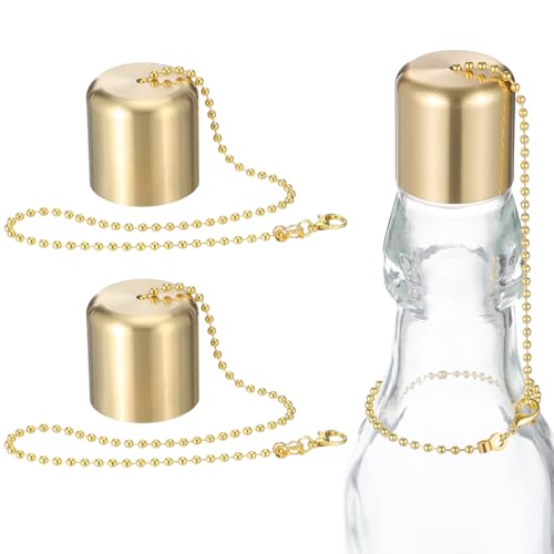 Cabilock Candle Snuffer Caps with Chain, 2pcs Brass Candle Fire Extinguisher for Oil Lamps, Heat-Resistant Metal Wick Cover, Tiki Torch Caps Replacement Snuffer