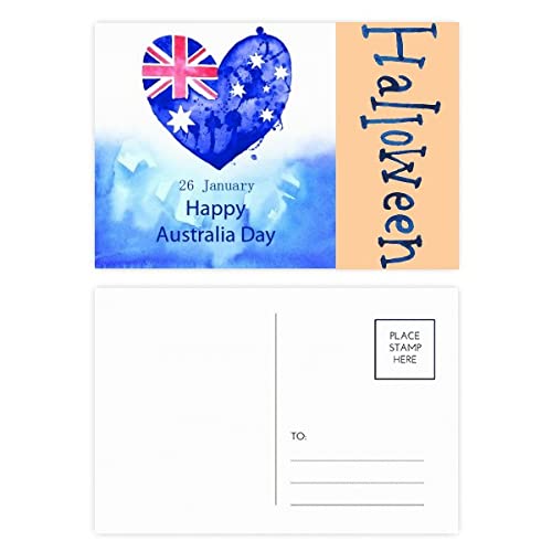 Cartes Halloween cœur drapeau australien pour envoyer de l'amour à distance