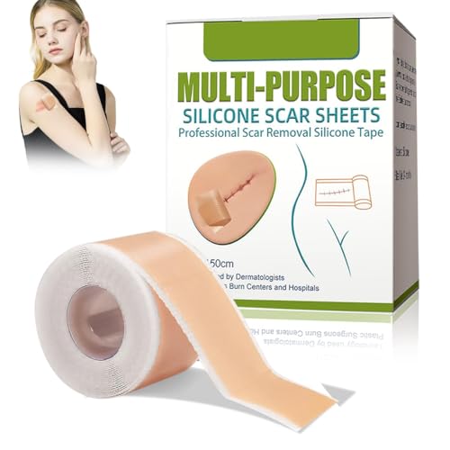 Silicone Scar Sheets,Premium Parches Cicatrizantes,Tiritas Cicatrizantes,Para Cicatrices Causadas por Cesárea,Quemaduras,Acné,Etc,Desvanecimiento Eficaz de Cicatrices, Reutilizable (4 * 150cm)