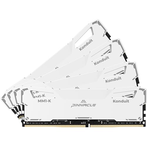 Image of Timetec Pinnacle Konduit 64GB KIT(4x16GB) DDR4 3200MHz PC4-25600 CL16-20-20-40 XMP2.0 Overclocking 1.35V Dual Rank Compatible for AMD and Intel Desktop Gaming PC Memory Module - White