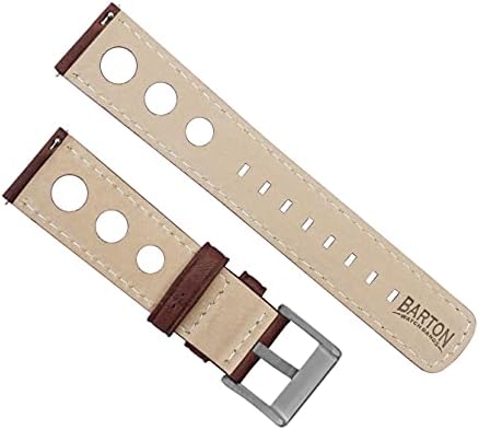 24mm Chocolate - BARTON Rally Horween Leather Gunmetal Buckle Watch Bands - Quick Release - Choose Strap Color & Width - 2