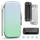 Diese Spielkonsole Schutzbündel liefert eine umfassende Verteidigung mit einem schocksicheren Tragetaschen, einer Schutzhülle, einem hartnäckigen Glasschildschutz und den Joystick Kappen, die Ihre Konsole vor Tropfen, Kratzern und täglichen Verschleiß abteilen