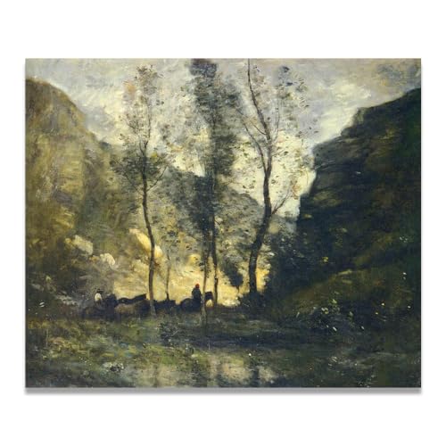 Tableau Paysage Barbizon en Toile art classique français vintage décoration maison 80x96