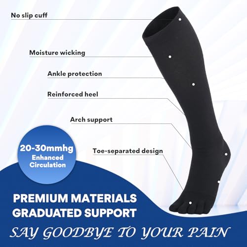 Knee High Compression Socks Coolmax Toe Socks Moisture Wicking Graduated Support for Running,Travel,Flight2