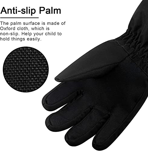 Thxtoms Kids Winter Gloves, Waterproof Ski Snow Gloves For Boys And Girls, Winter Warm Gloves For Cold Weather Outdoor Play (Black Ages 11-14) #TOP4