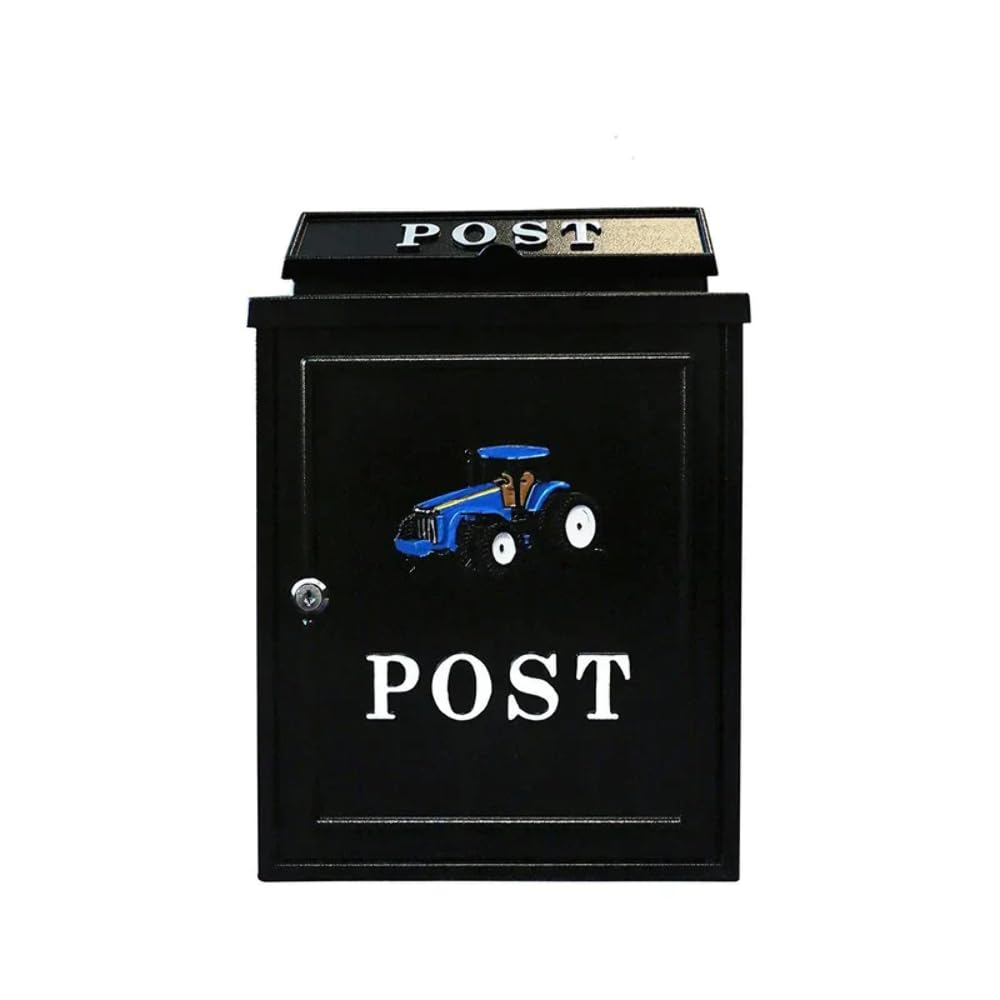 ARBORIA Postbox Letterbox Wall Mounted Mailbox Lockable Letter Mail Post Box Blue Tractor Agriculture t