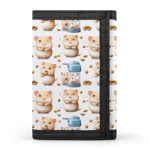 Cartoon Hamster Nut Print Wallet for Men, 8 Credit Card Holder Slim Minimalist Front Pocket Small Mens Bifold Wallets