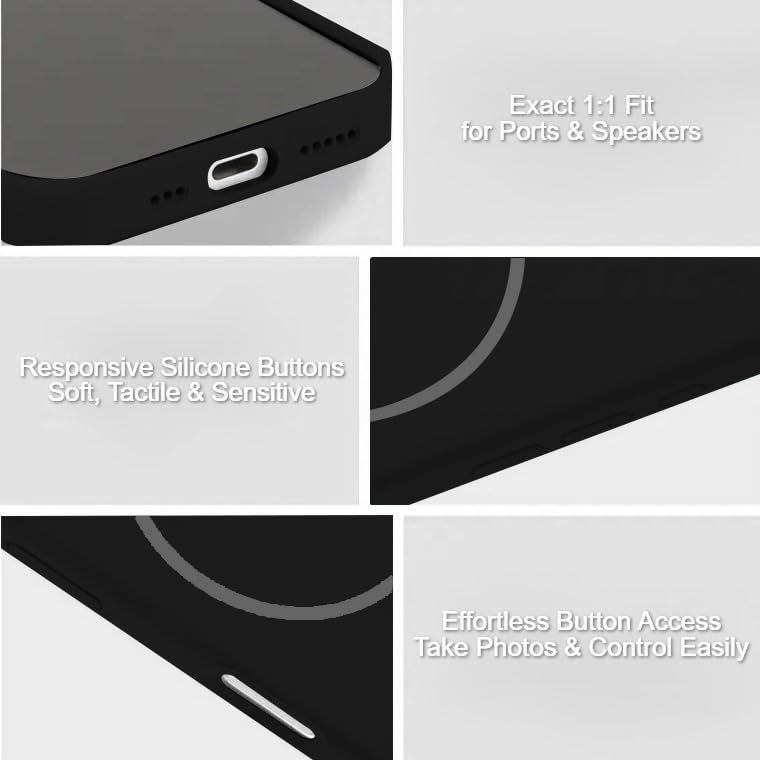 Image of LuxuryKase Silicone Magnetic Case for iPhone Air | Soft Microfiber Lining | MagSafe Support | Shockproof Protective Cover | Precise Cutouts | Slim Fit Design - Black