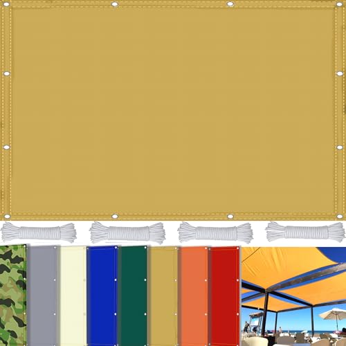 SDLLG Sonnensegel mit Ösen Rechteck aus Oxford-Stoff 180g/㎡ Wasserdicht Sonnenschutz Wetterschutz Segel Baldachin UV Schutz für Balkon Terrasse Garten-Gelb - Anpassbare Größe