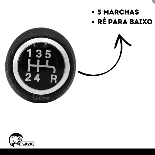 Manopla Bola de Câmbio Grand Siena 2012 13 14 15 - Preta - Anel Prata