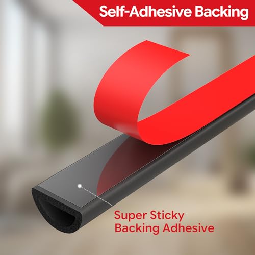 Image of 26 Feet Weather Stripping Door Seal Self Adhesive EPDM Foam Rubber Seal Strip D-Shaped Door Weather Stripping for Door and Window, RV, Boat, Auto, Truck, Marine, W:0.75 inch; H:0.375 inch