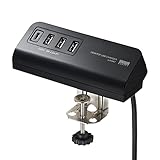 サンワサプライ(Sanwa Supply) USB充電器 コンセント(Type-C×1ポート+USB A×3ポート) クランプ式 デスクに固定可能 ブラック ACA-IP51BK