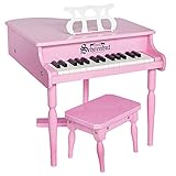 Schoenhut Learn to Play Baby Grand Piano - 30 Key Mini Keyboard Piano with Tri-Play Learning System and Bench - Piano Keyboard Toy for Kids Tuned Baby Keys - Pink Piano for Kids Ages 5-9