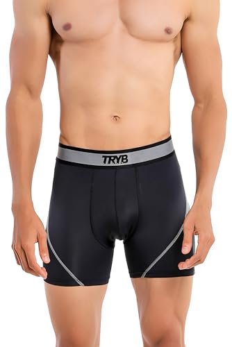 Image of TRYB Sports Underwear for Men | Stretchable Active-H Trunk Semi Compression Shorts | Trunks for Running & Gym Workout | Quick Dry, Breathable & Anti Chafing | Sports Innerwear Boxers
