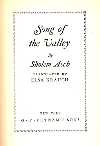 Song of the valley, B0006AONMA Book Cover
