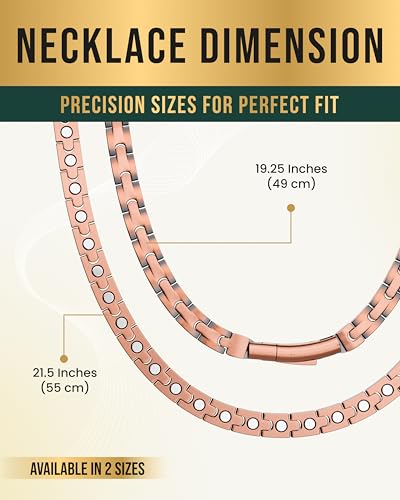 MagnetRX Copper Magnetic Necklace - Ultra Strength Magnetic Copper Necklace for Men and Women - 99.9% Pure Copper Necklace with Magnets