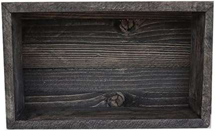 Wood/Wooden Shadow Box Display With Backing - 16" x 6" - Two Tone - Ebony Black/Ebony Black - Rustic Decorative Reclaimed Distressed Vintage Appeal