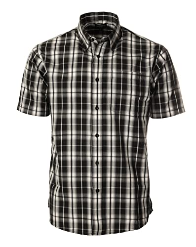 Gioberti Men's Plaid Short Sleeve Shirt, Black Gradient, Medium #TOP7