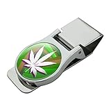 Marijuana Leaf Pot Weed Psychedelic Satin Chrome Plated Metal Money Clip