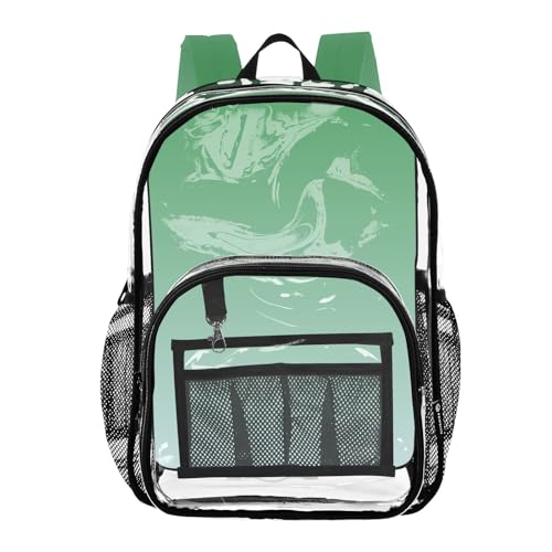 Boys Backpacks for Girls Clover Green Pale Blue Gradient Clear Backpack for Women Approved See through Bag