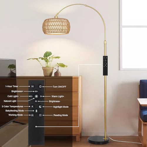 Lampadaire moderne doré télécommande intensité variable ampoule LED Rayofly - 7