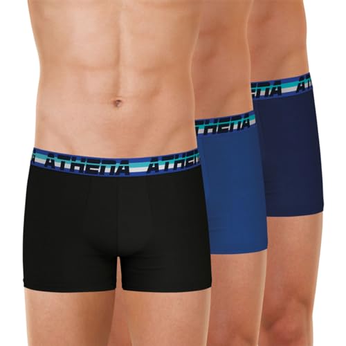 Athena - Lot de 3 Boxers Homme 720 Stretch Coton - Boxers Coton - Hyper Extensibles, Respirants - Coupe Ergonomique, Confort et Maintien - Label Oeko-TEX...