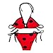 Lito Angels - Costume da Bagno Ladybug Coccinella per Bambine, Pois Rossi 2 Pezzi Bikini Triangolo, Taglia 8-9 Anni