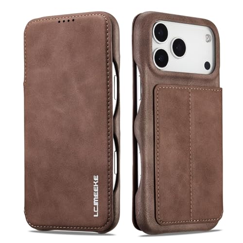 Étui pour iPhone 17 Air : clapet magnétique café contre les rayures d'écran