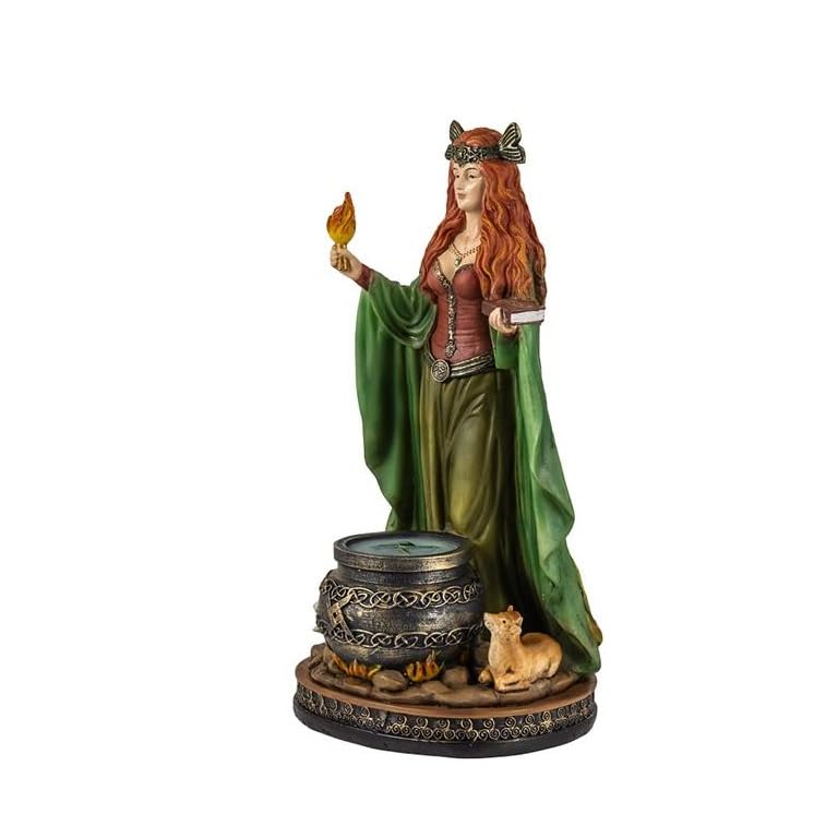 DRW Figurine Brigid déesse Celtique de la fertilité, de la poésie, de la guérison et de la Forge en résine Peinte à la Main de 20 cm