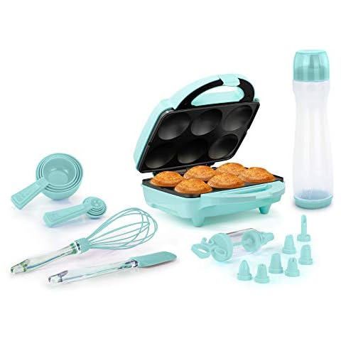 Holstein Housewares HF-09013I-BU 6-Count Cupcake Maker Kit, Mint, Stainless Steel Cover