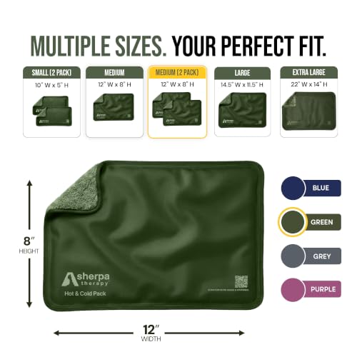Image of Medium Flexible Gel Ice Packs for Injuries Reusable - Soft Hot and Cold Packs for Injuries for Ankle, Arm, Foot, Leg, Back Pain Relief - 8 inch x 12 inch - 2PK - Green