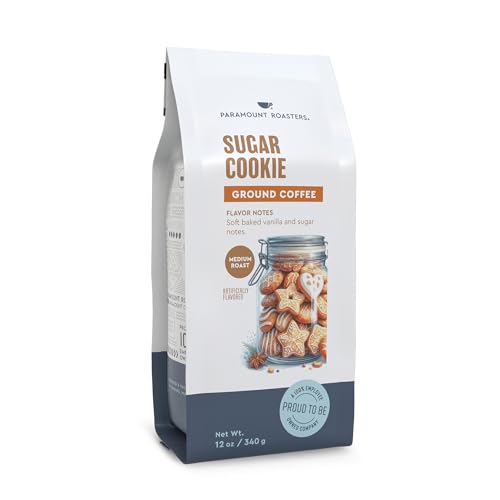 Paramount Roasters Sugar Cookie Flavored Ground Coffee, Medium Roast, 100% Arabica Coffee, 12oz Bag