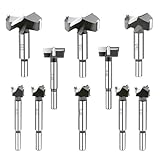 Forstner Drill Bit Set,10PCS Carbide Tipped Forstner Bit for Hard Wood, Wood Drilling Hole Saw Set Woodworking Hinge Cutter Tool Kits for Plastic Plywood