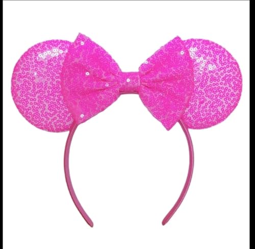 CLGIFT Red Sparkle Silver Gold Blue Custom Mouse Ears Classic Red Sequin Mickey Ears (All Neon Pink)