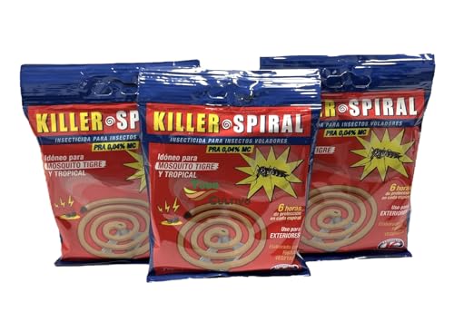 Insecticida para insectos voladores en forma de mecha combustible para exteriores 30 uds. Espiral a base de Praletrina contra mosquitos.