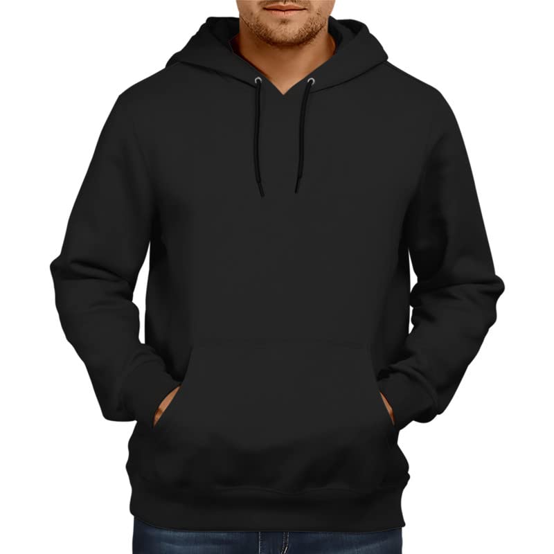 GOXEEMen's & Women's Plain Cotton Hooded Hoodie Black