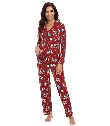 Image of WiWi Viscose from Bamboo Women's Pajamas Set Super Soft Button Down Top and Pants Sleepwear Cooling Pjs S-3X