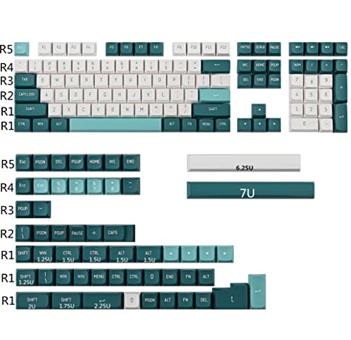 Image of GTSP 163 Keys CSA Profile PBT Keycaps Set with 7U Spacebar, Double Shot Custom Green Keycap for ANSI Layout 60% 65% 100% MX Switches Mechanical Keyboard (Forest)