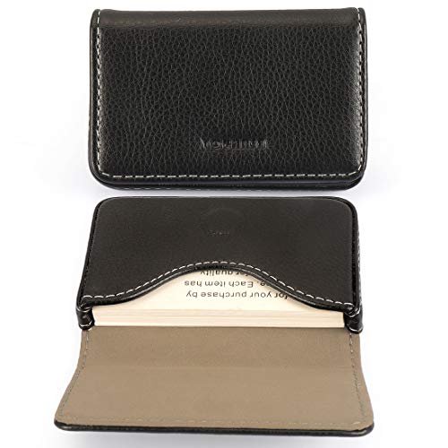 YOBANSA Porta biglietti da visita in pelle sintetica,Porta biglietti da visita,Porta biglietti da visita con fibbia magnetica per uomini e donne (Black 02)