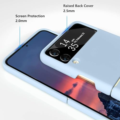 Image of MIDOS Back Cover Compatible with Samsung Z Flip 3 Silicone Case Full Protection Shock Proof Case for Samsung Galaxy Z Flip 3 (Sky Blue)