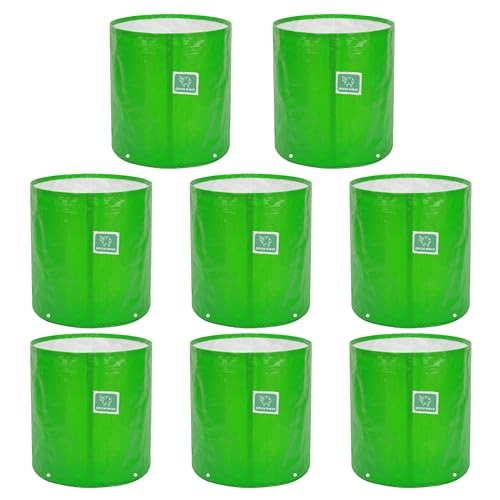Image of GREENSHEEP HDPE Grow Bag Heavy Duty 260 GSM Round Plants Flower Growing Bags Floor Standing Mount Type for Home Garden Balcony Terrace Kitchen Nursery (Green, 24x18 inch, Pack of 8)