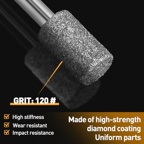 20 Stück 120 Körnung Diamant Fräser Set, Diamant Frässtifte Schleifstifte für Dremel Zubehör mit 1/8 Schaft für Stein Glas Keramik Schleifen, Schnitzen, Polieren, Gravieren, Bohren