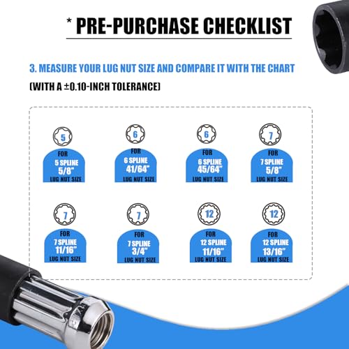 Image of VEXPLO Spline Lug Nut Socket Set, 8 Piece SAE & Metric Locking Lug Nut Removal Tool, Wheel Lock Removal Kit for Easy Removing of Aftermarket & Factory Wheel Lug Nuts