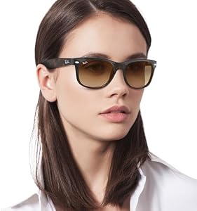 Ray-Ban RB2132 New Wayfarer Sunglasses, Tortoise/Green, 52 mm
