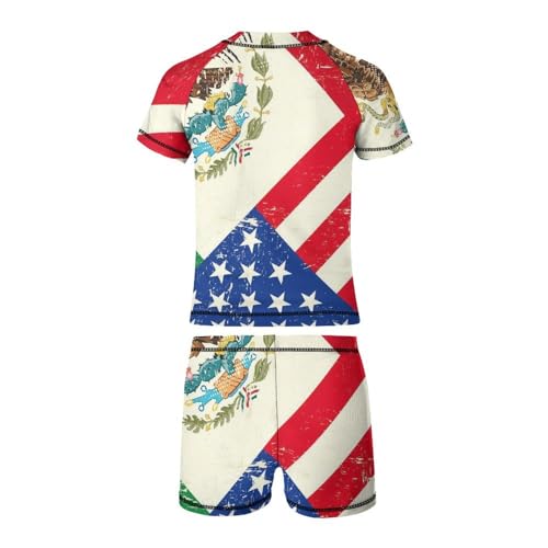 USA and Mexican FlagChildren's Casual Swimsuit Set - Simple and Versatile7-9Y（120cm）3