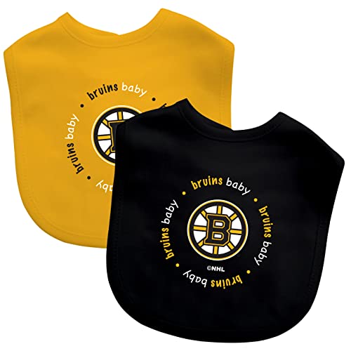 Image of Baby Fanatic Officially Licensed Unisex Baby Bibs 2 Pack - NHL Boston Bruins Baby Apparel Set