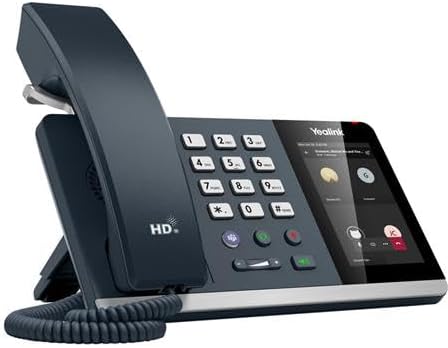 Angled view of the Yealink MP54-TEAMS-E2 phone, highlighting the side profile and the magnetic handset.