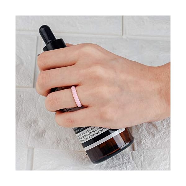 Egnaro Silicone Wedding Ring for Women, Thin and Stackable Rubber Wedding Bands,Women Twist Braided Band Rings,Size 4-8,Comfortable fit,No-Toxic,Skin Safe