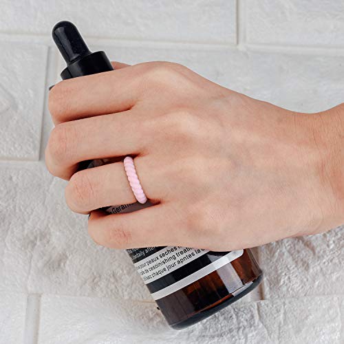 Image of Egnaro Women's Silicone Anniversary Rings, 2.5mm Wide 1.8mm Thick Stackable Rubber Wedding Band, Thin Stylish Comfort Fit Silicone Ring for Nurse, Workout, Work, Pregnancy, Travel, Daily Gift